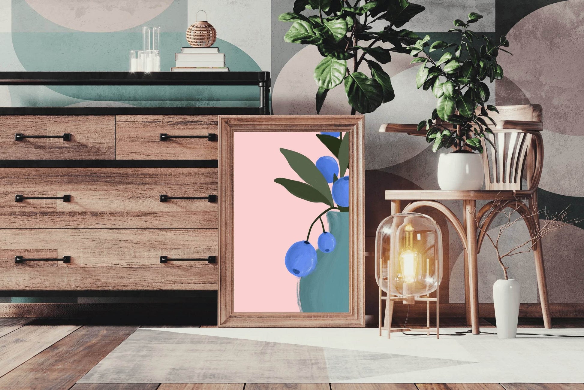 Blueberry Stem Wall Art - beink online art store