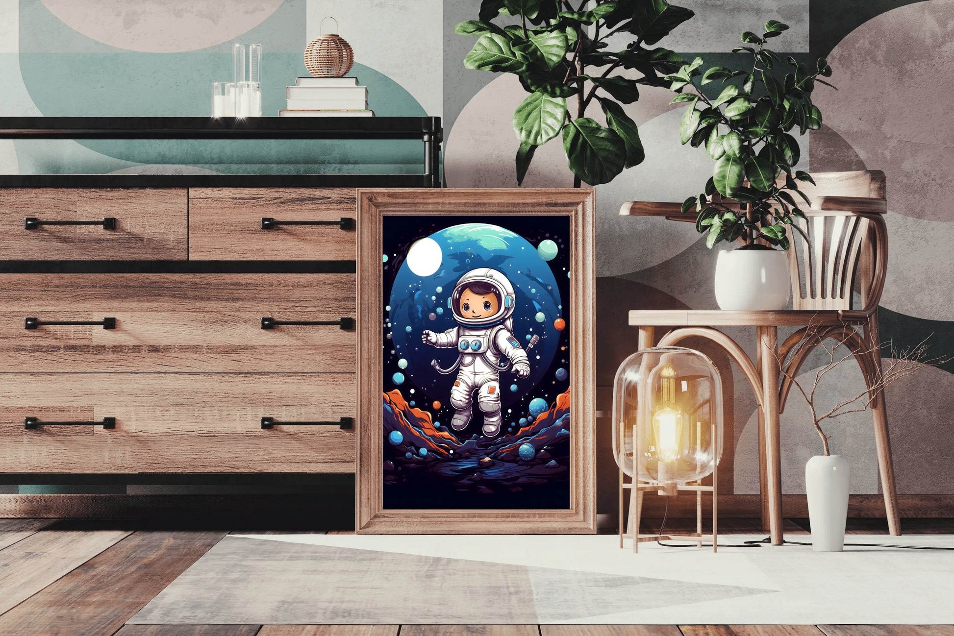 Painting of Astronaut Kid in Space - beink online art store