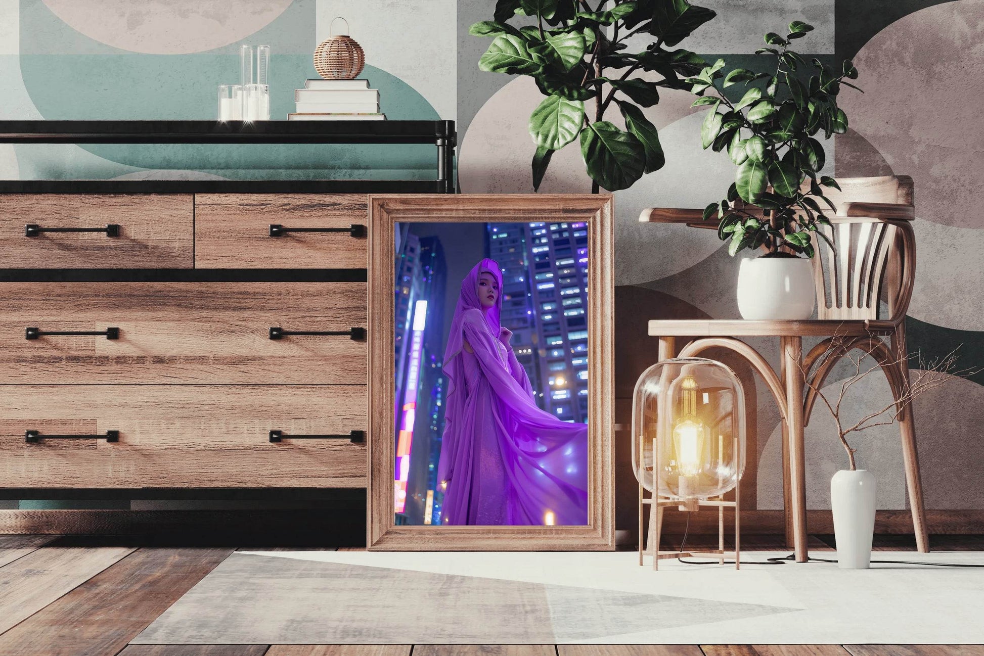 Purple Women Silk Dress Wall Art - beink online art store