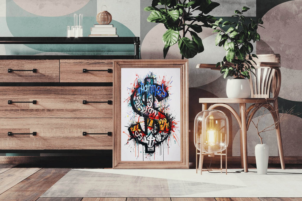 Colorful Abstract Dollar Illustration Wall Art - beink online art store