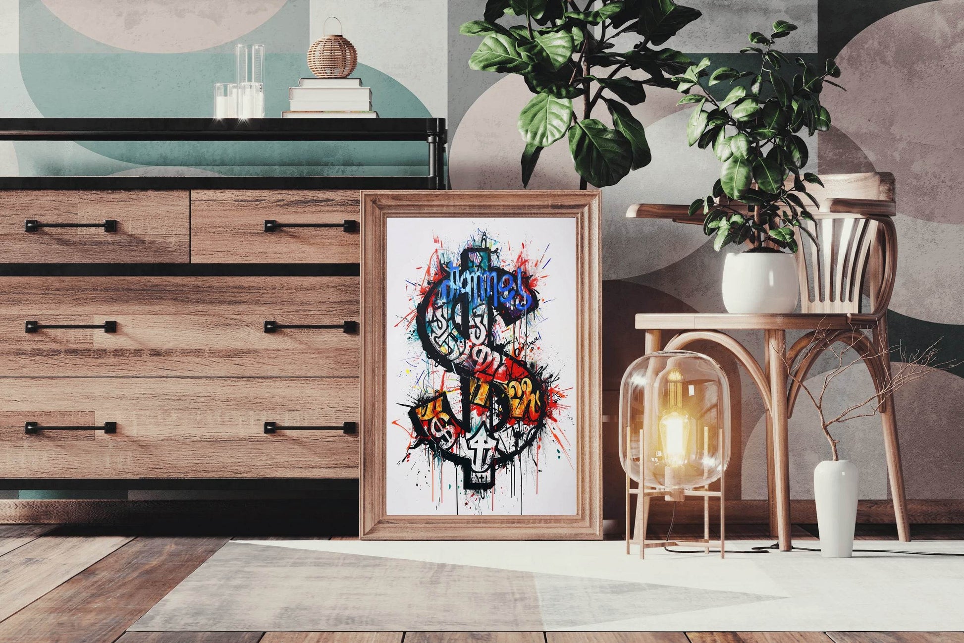Colorful Abstract Dollar Illustration Wall Art - beink online art store
