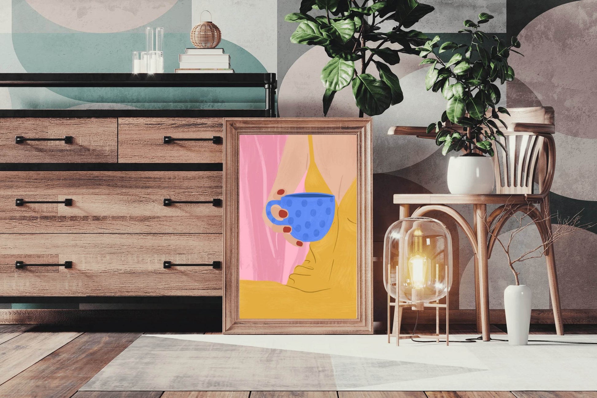 Contemporary Woman With Coffee in Hand Wall Art - beink online art store