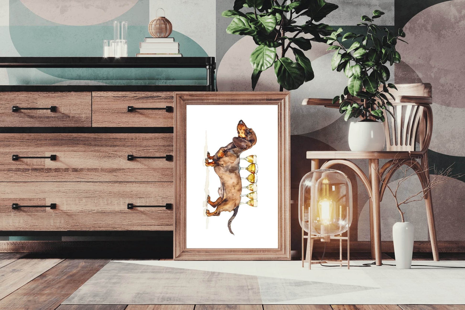 Dog Design Wine Table Wall Art - beink online art store
