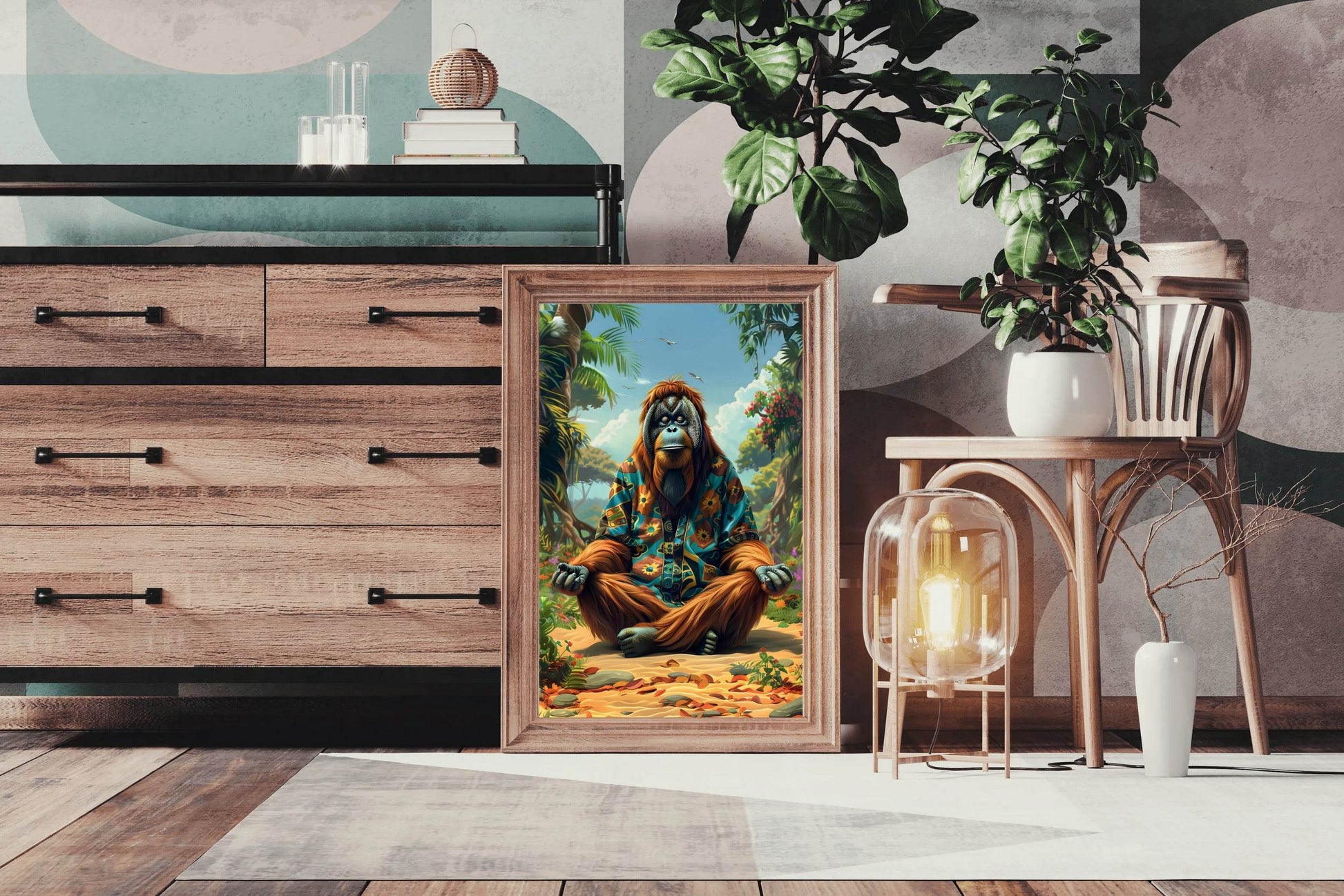 Digital Painting of an Ape Meditating Wall Art - beink online art store