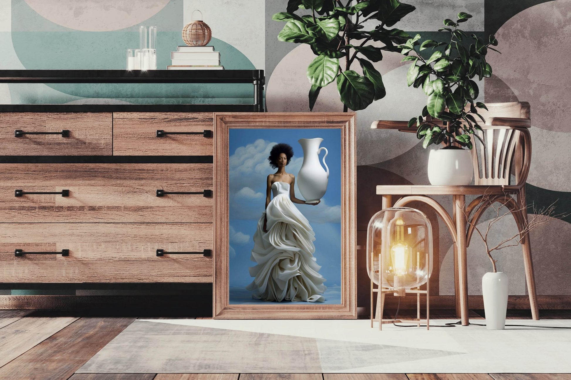 Big White Surrealism Lace Skirt Wall Art - beink online art store