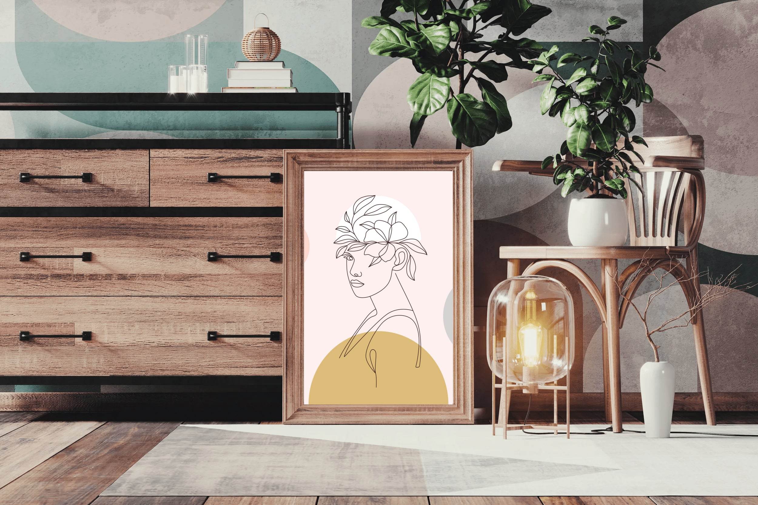 Minimal Design of Beautiful Head Flower Wall Art - beink online art store