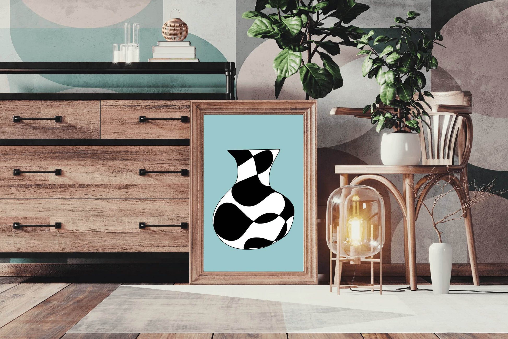 Black and White Vase Painting Wall Art - beink online art store