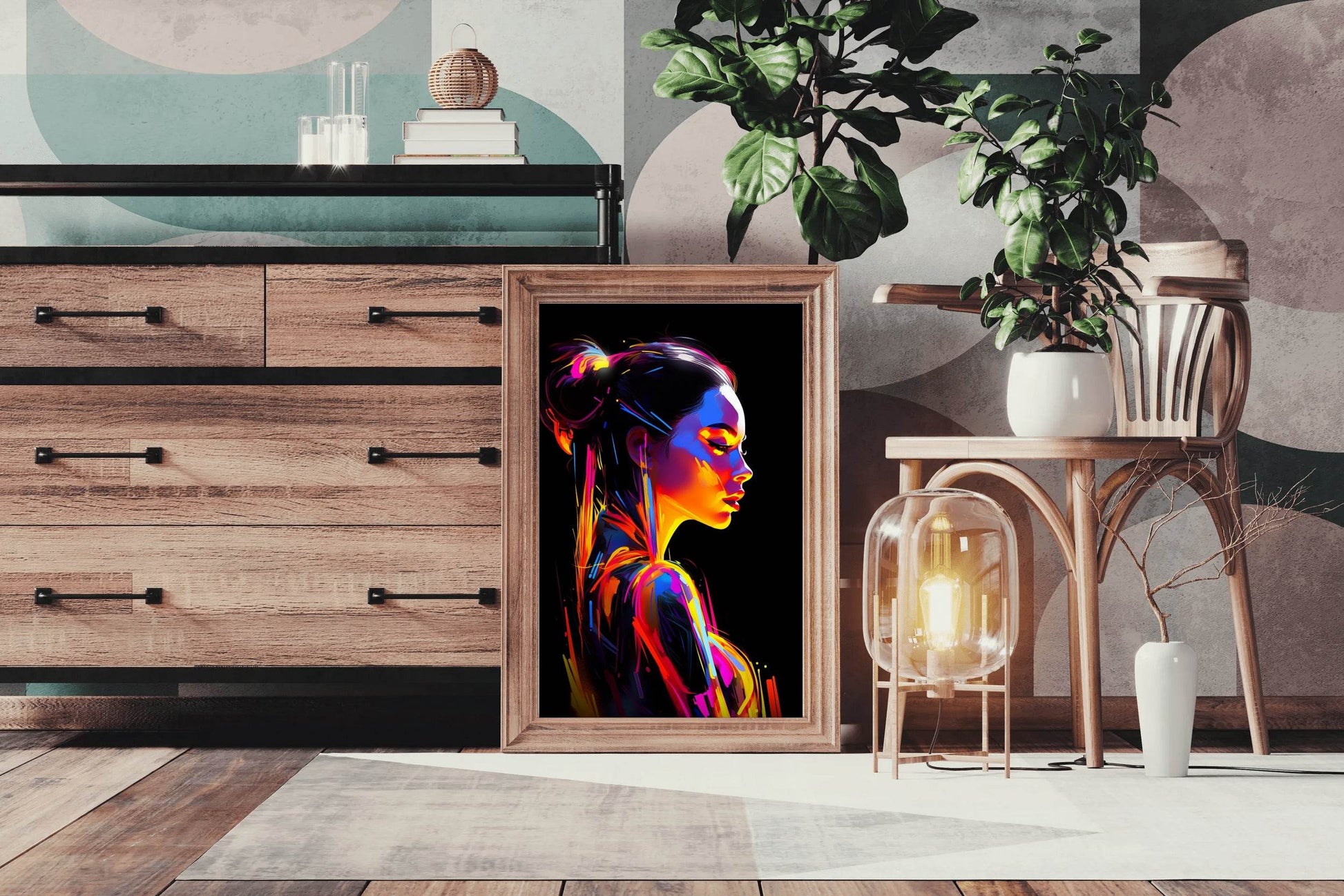 Neon Painting of Women Digital Art - beink online art store
