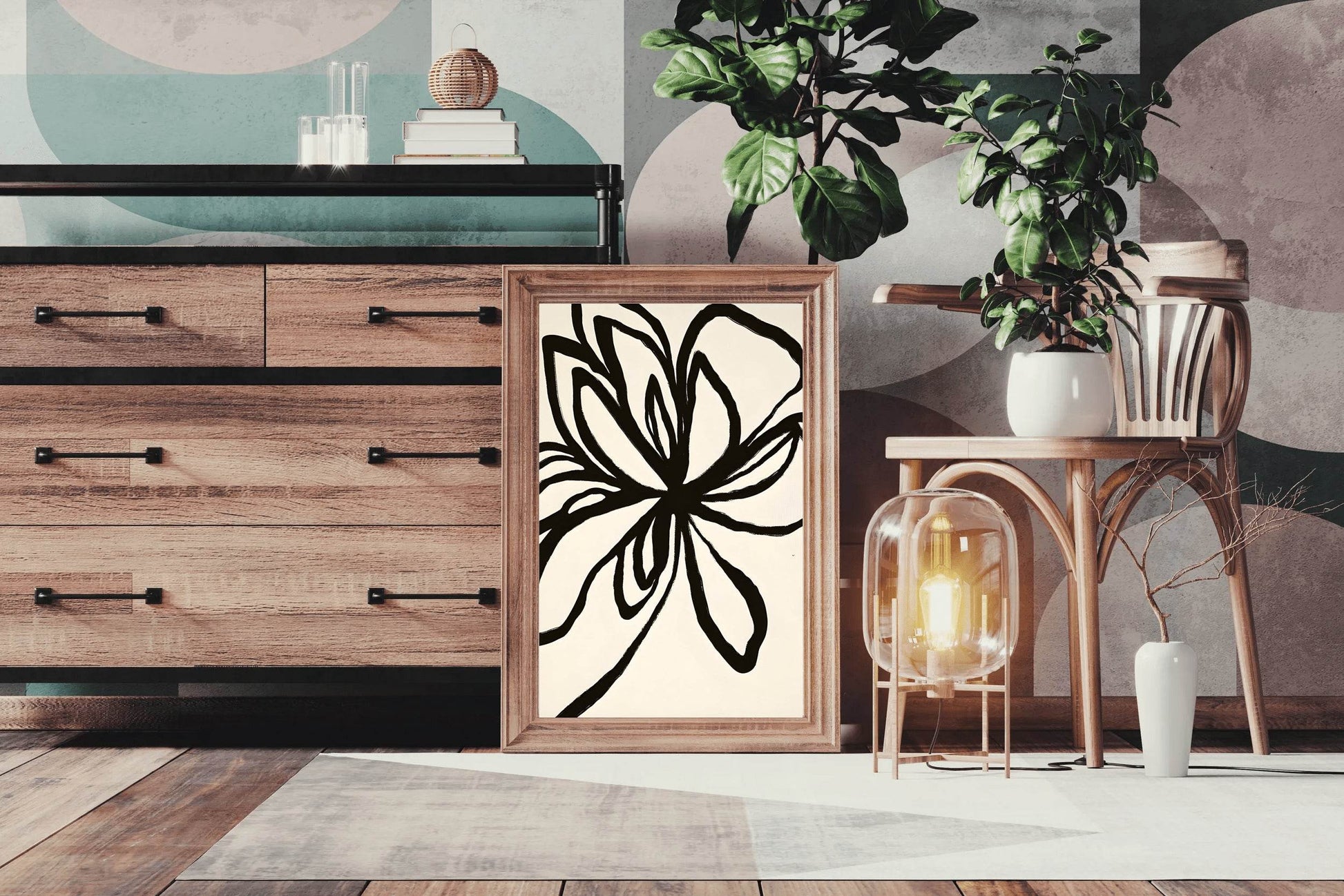 Abstract Black Floral Modern Wall Art - beink online art store
