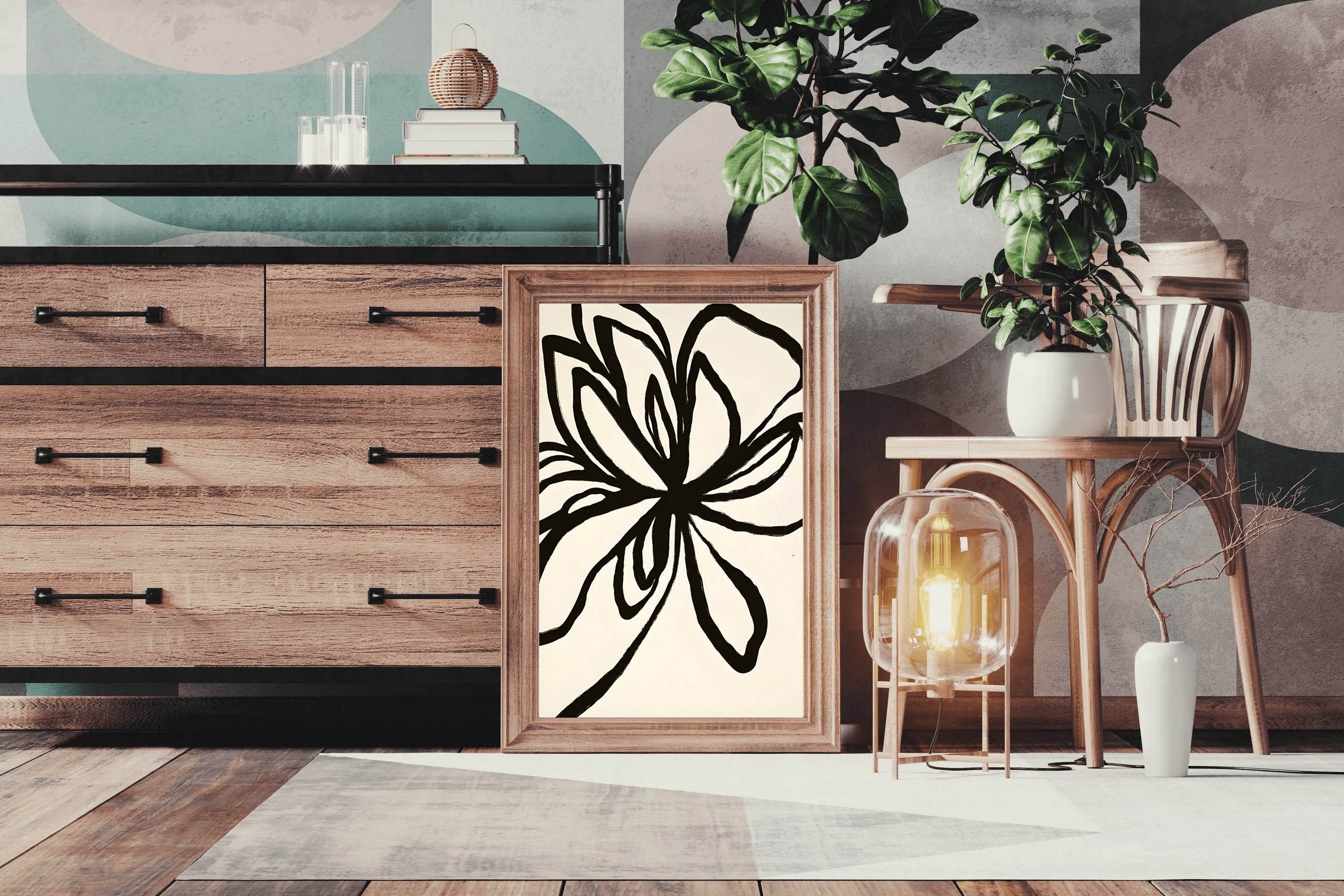 Abstract Black Floral Modern Wall Art - beink online art store