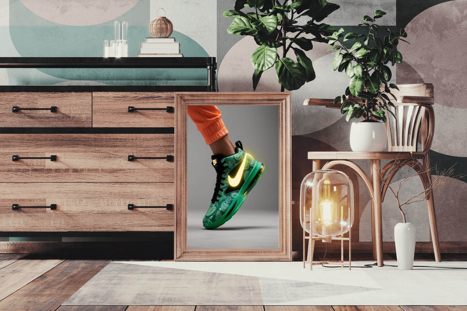Nike Green Sports Shoes Wall Art - beink online art store