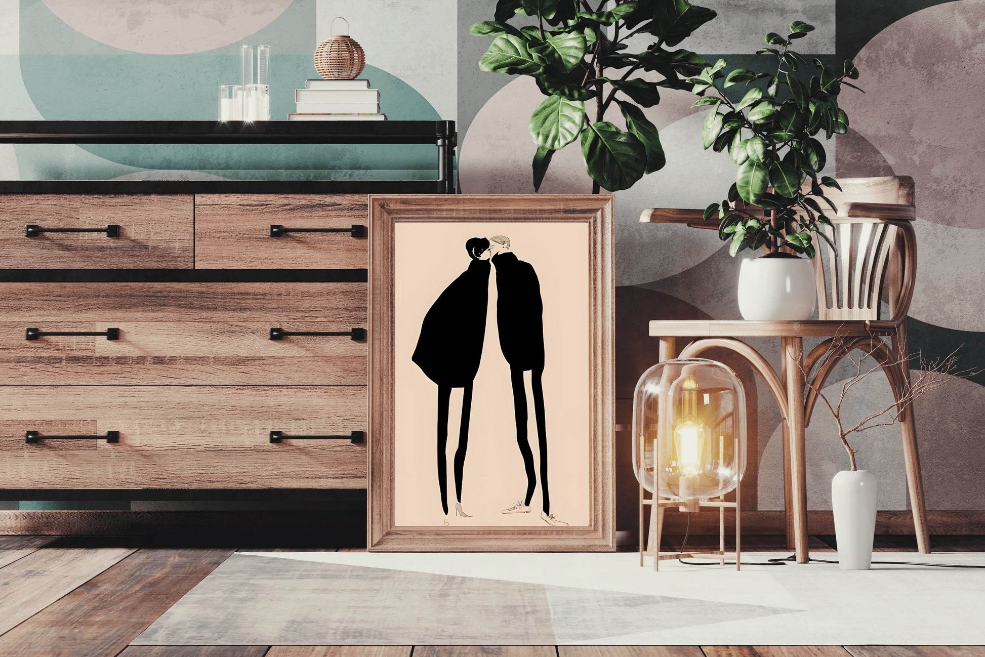 Couple Intimate Moment Modern Wall Art - beink online art store