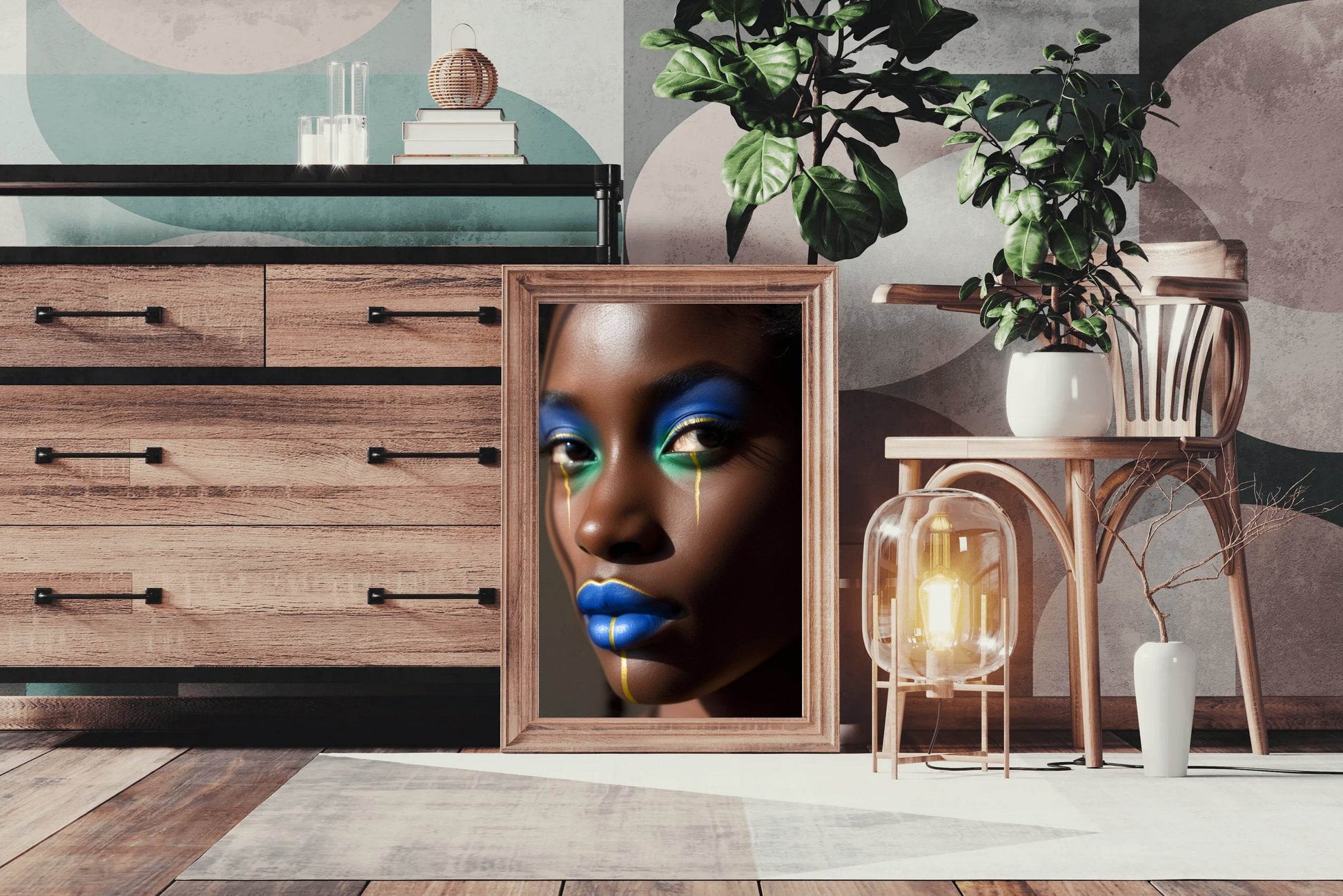African Women Makeup With Blue Color Wall Art - beink online art store