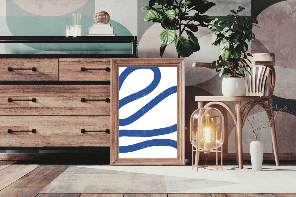 Blue Spiral Llines Wall Art - beink online art store