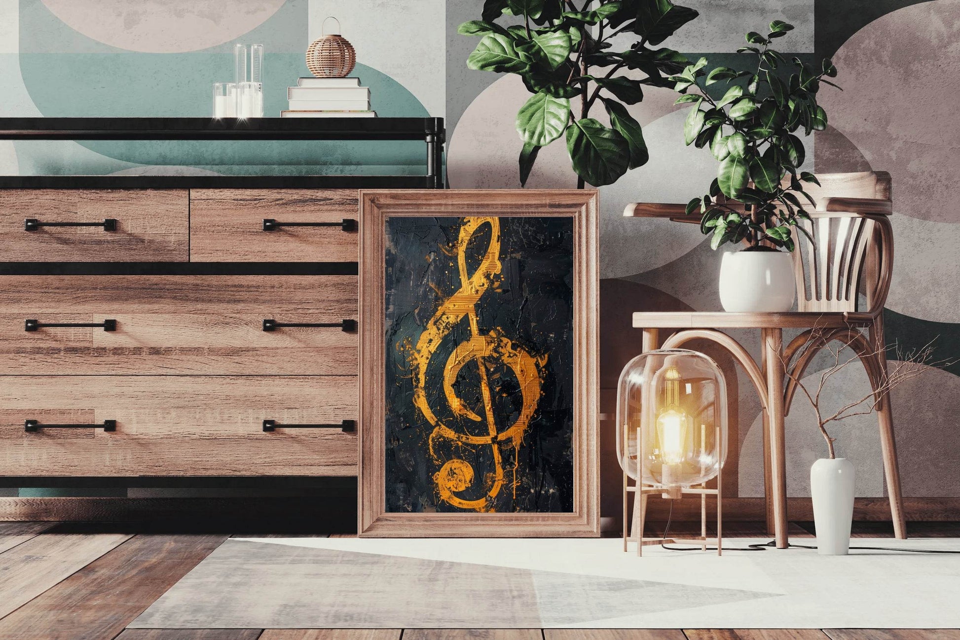 Yellow Musical Notes Wall Art - beink online art store
