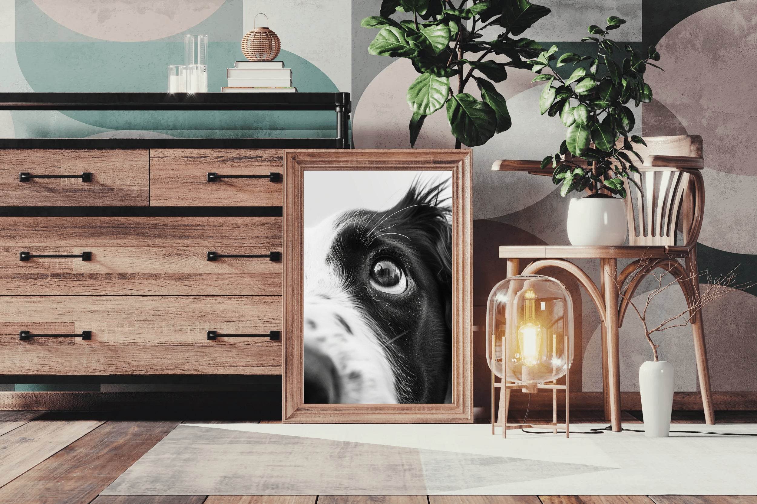Border Collie Dog Black & White Wall Art - beink online art store