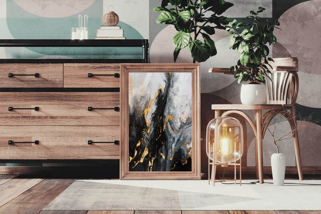 Mixed Black White And Gold Marble Wall Art - beink online art store