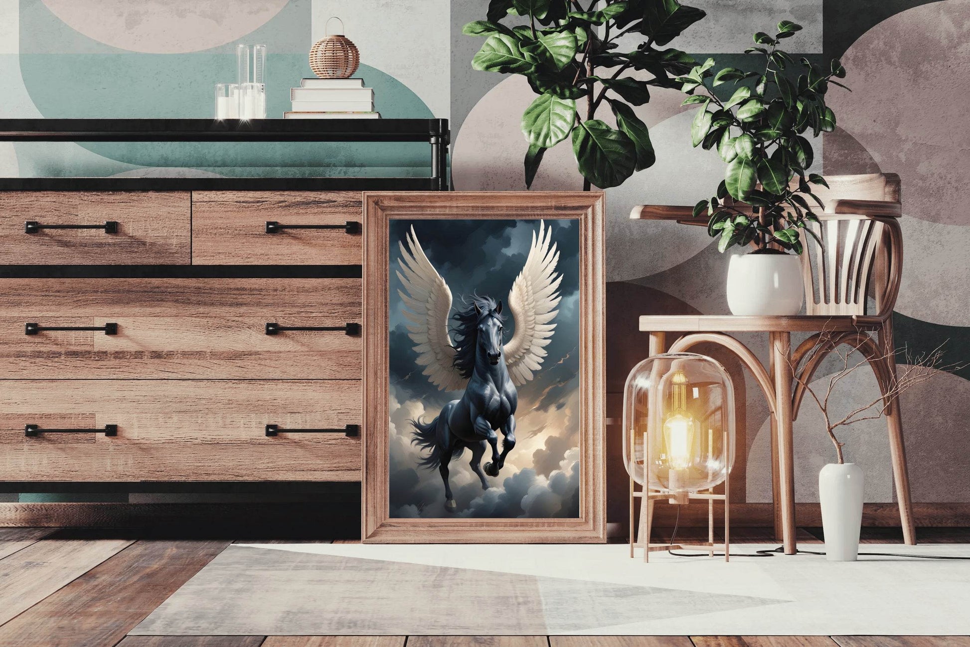 Black Unicorn With Horns Animal Wall Art - beink online art store