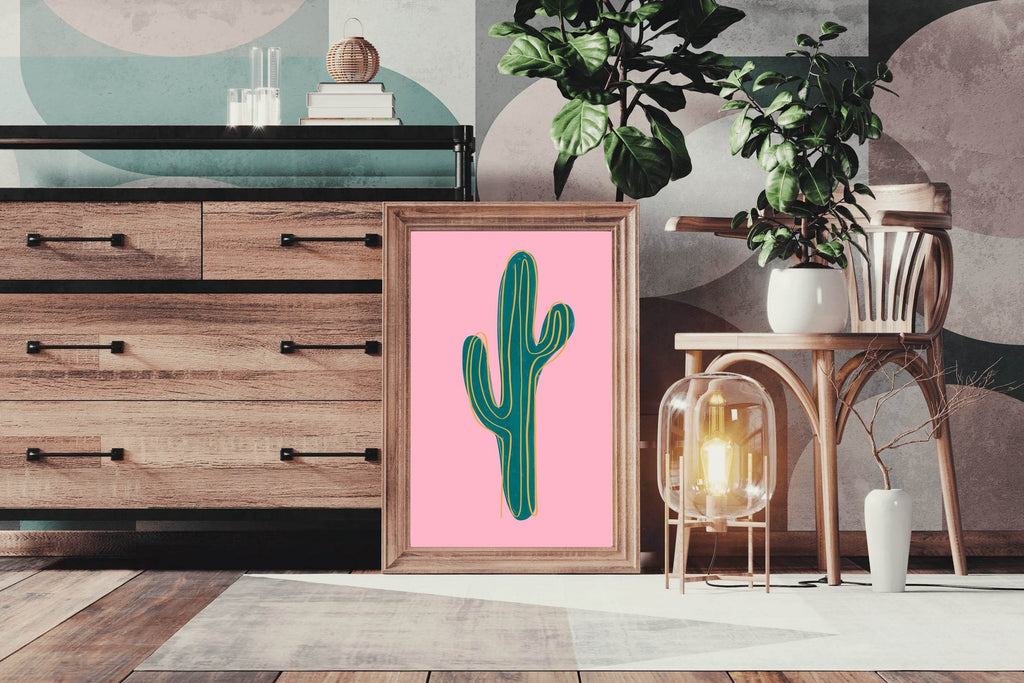 Green Cactus Painting Wall Art - beink online art store