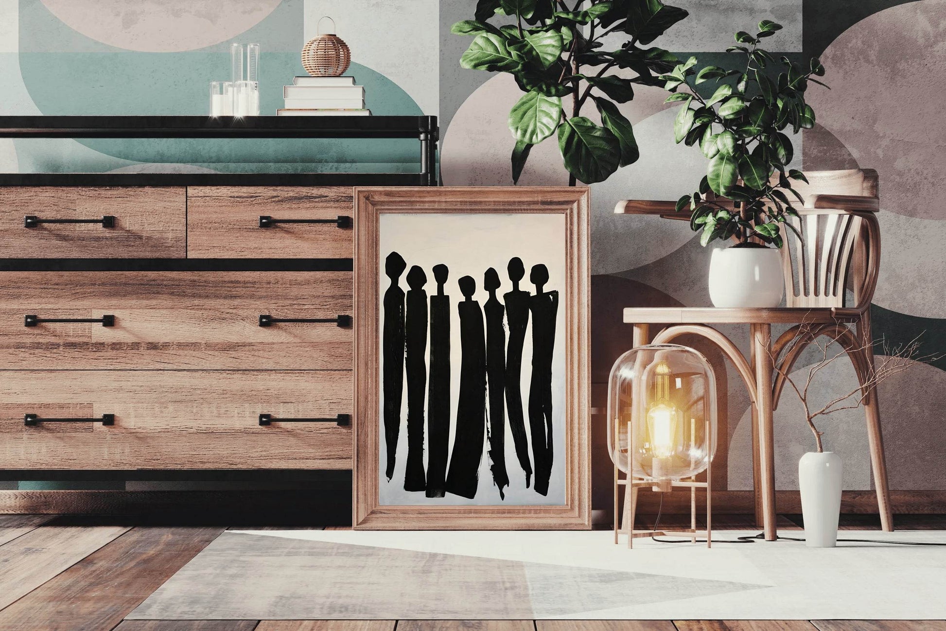 Black and White Silhouettes of People Wall Art - beink online art store