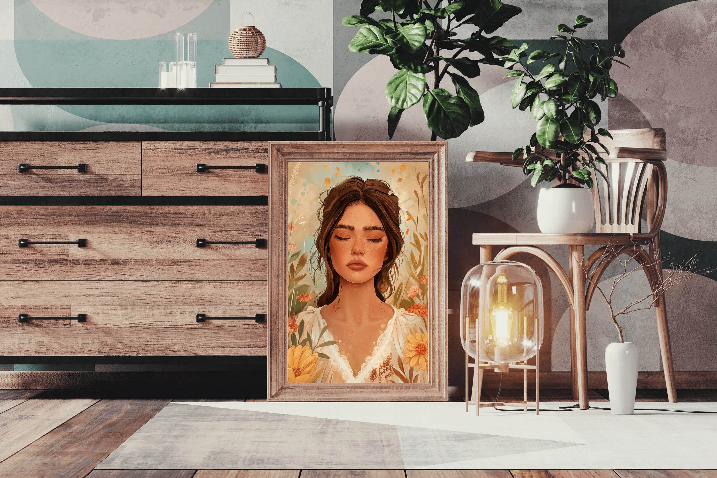 Woman Illustration Boho Feminine ArtWork - beink online art store