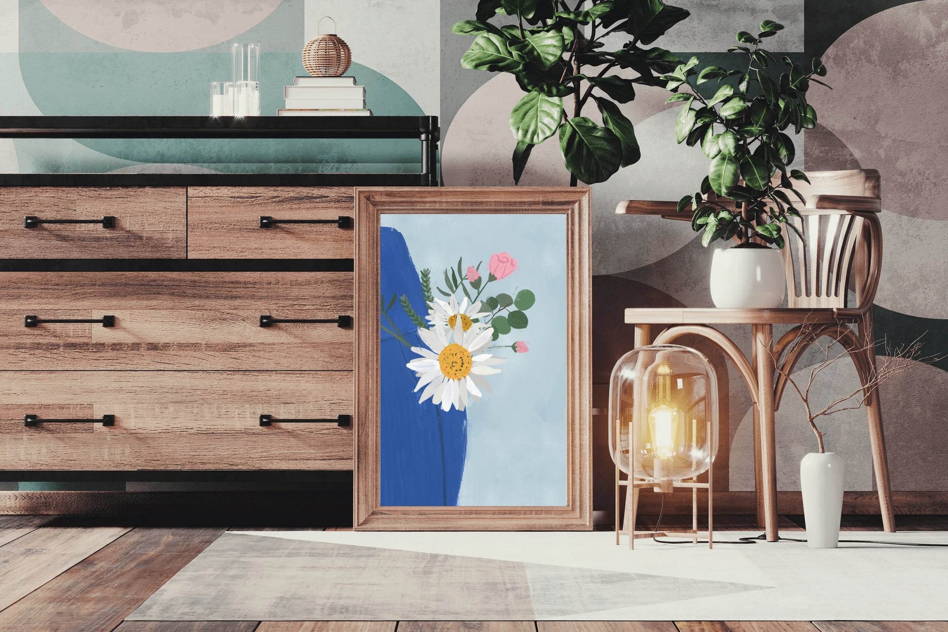 Flowers With Blue Vase Wall Art - beink online art store