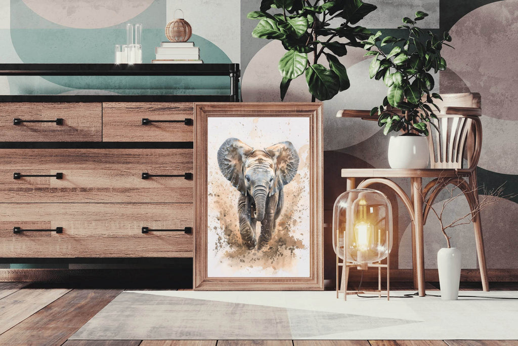 Elephant Running in Dirt Animal Wall Art - beink online art store