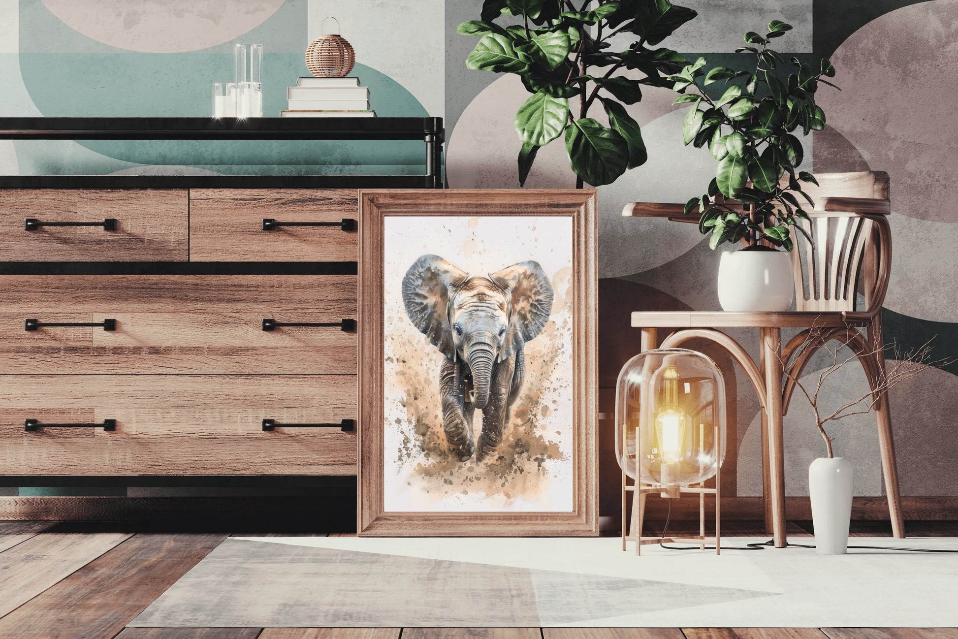 Elephant Running in Dirt Animal Wall Art - beink online art store