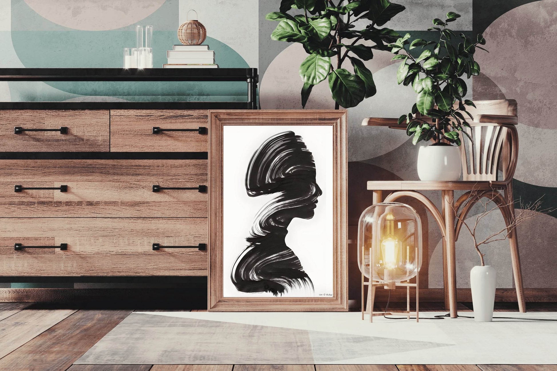 Women Image With Brush Strokes Modern Wall Art - beink online art store