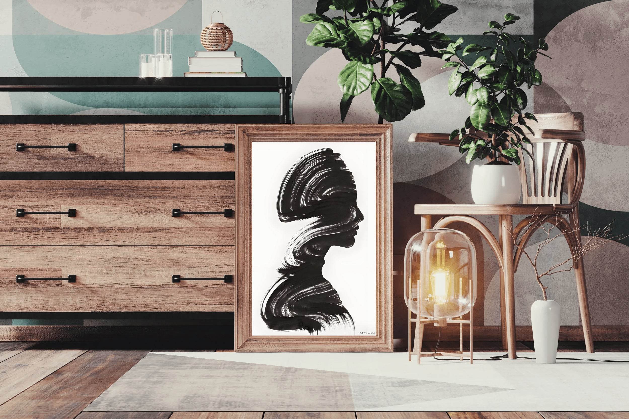 Women Image With Brush Strokes Modern Wall Art - beink online art store