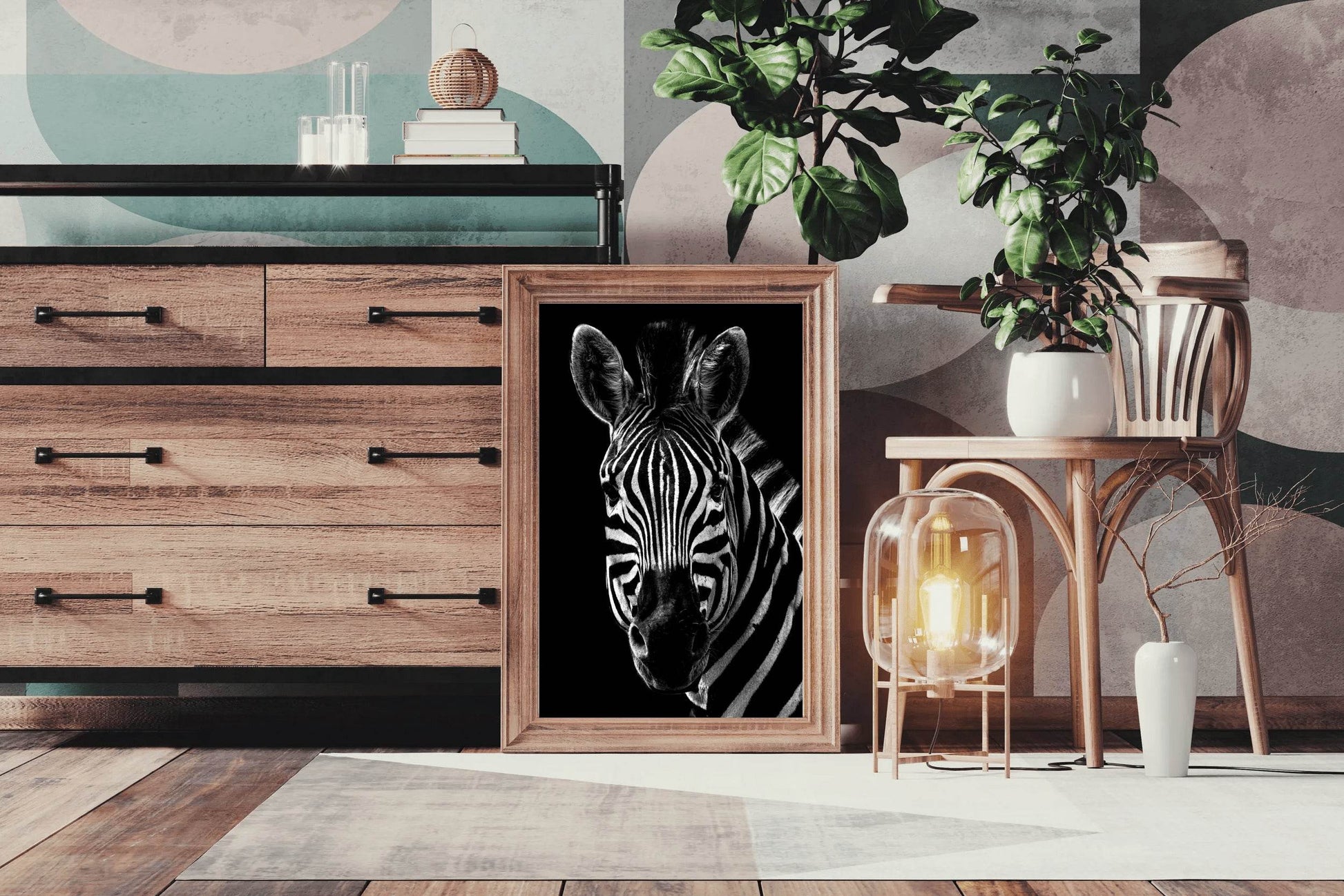 Zebra With Black Background Wall Art - beink online art store