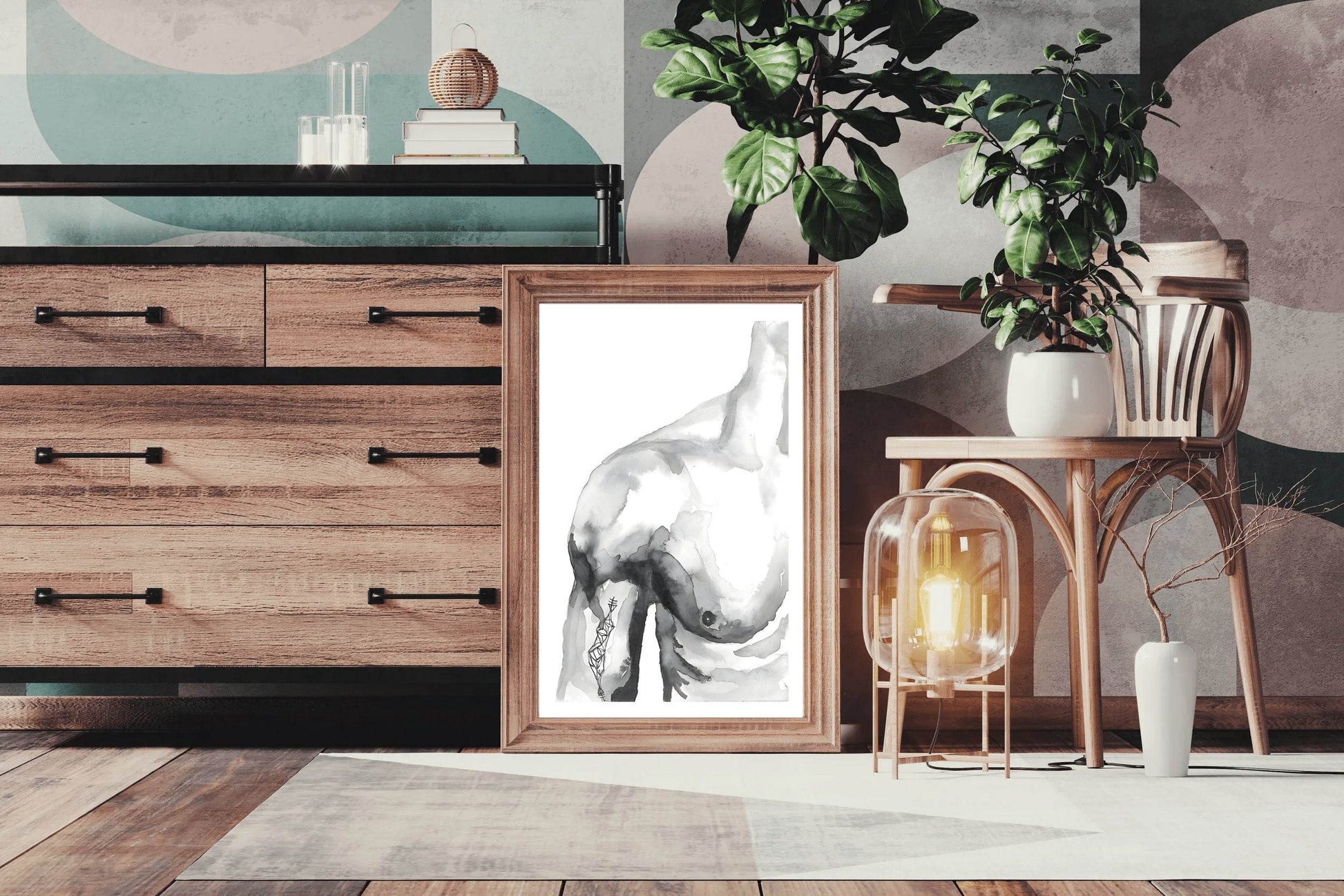 Ink and Watercolor Male Partial Figure Wall Art - beink online art store