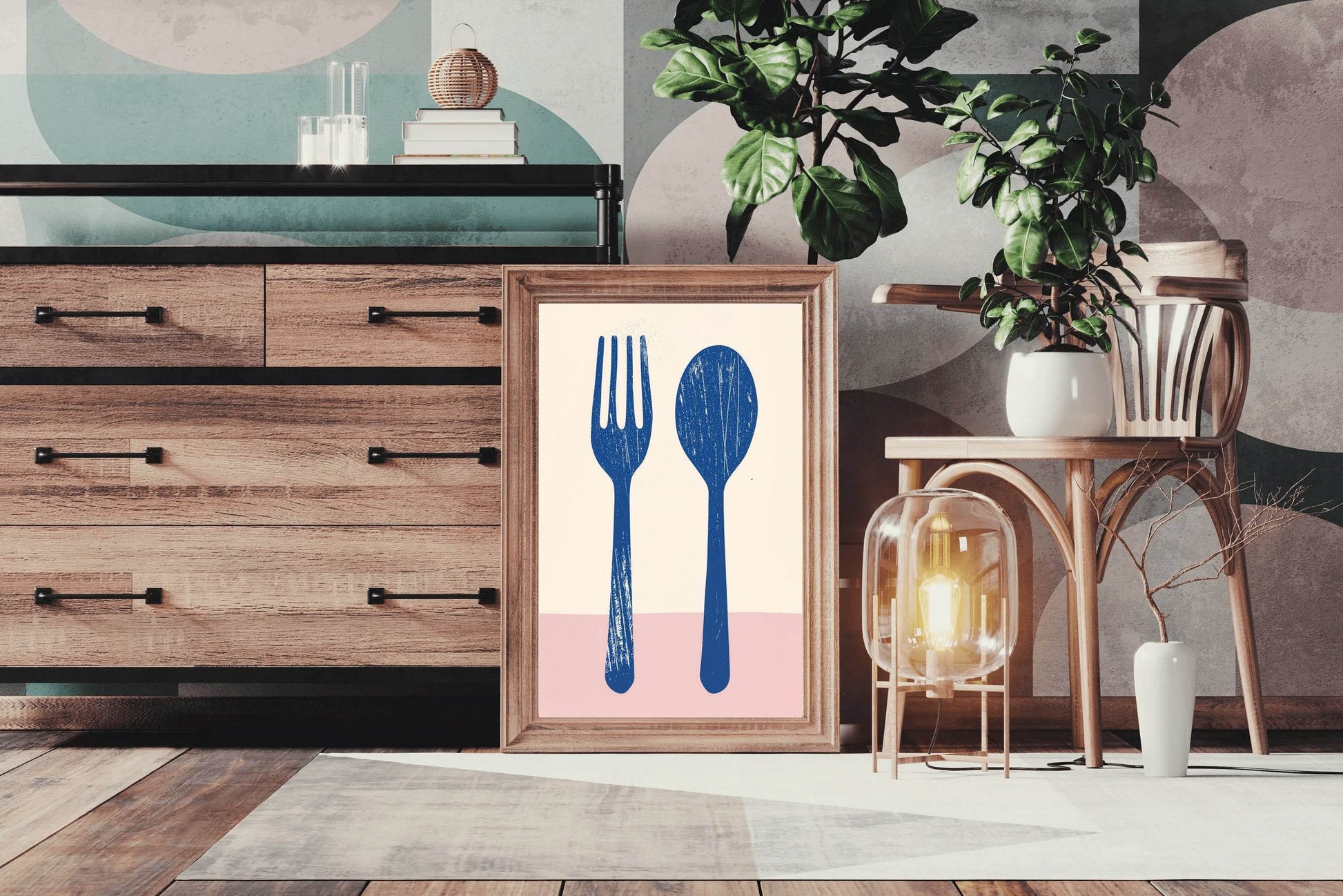 Blue Steel Utensils Wall Art - beink online art store