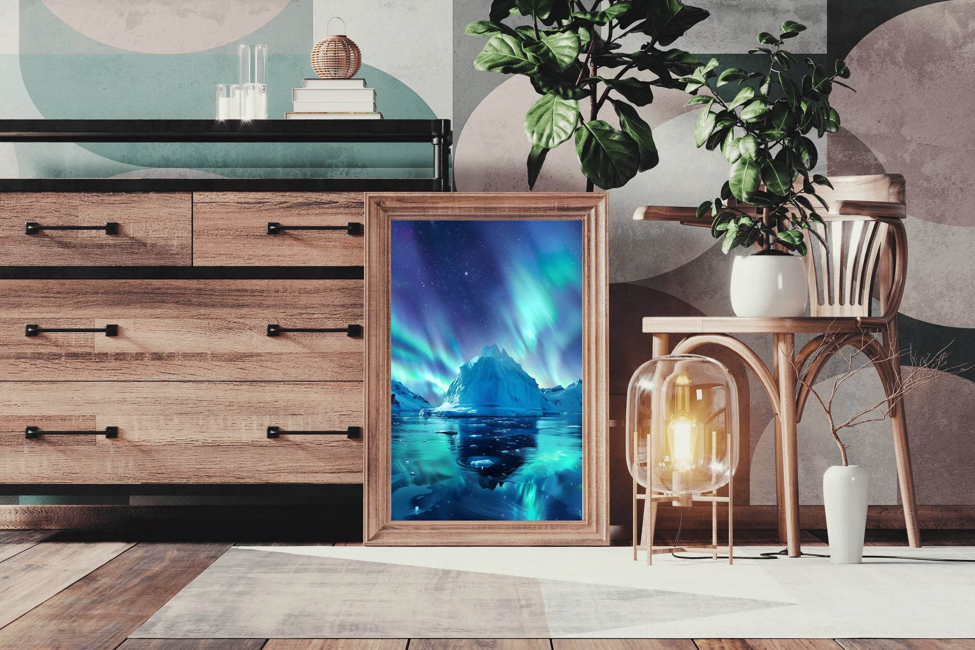Breathtaking Northern lights in a Polar landscape Wall Art - beink online art store