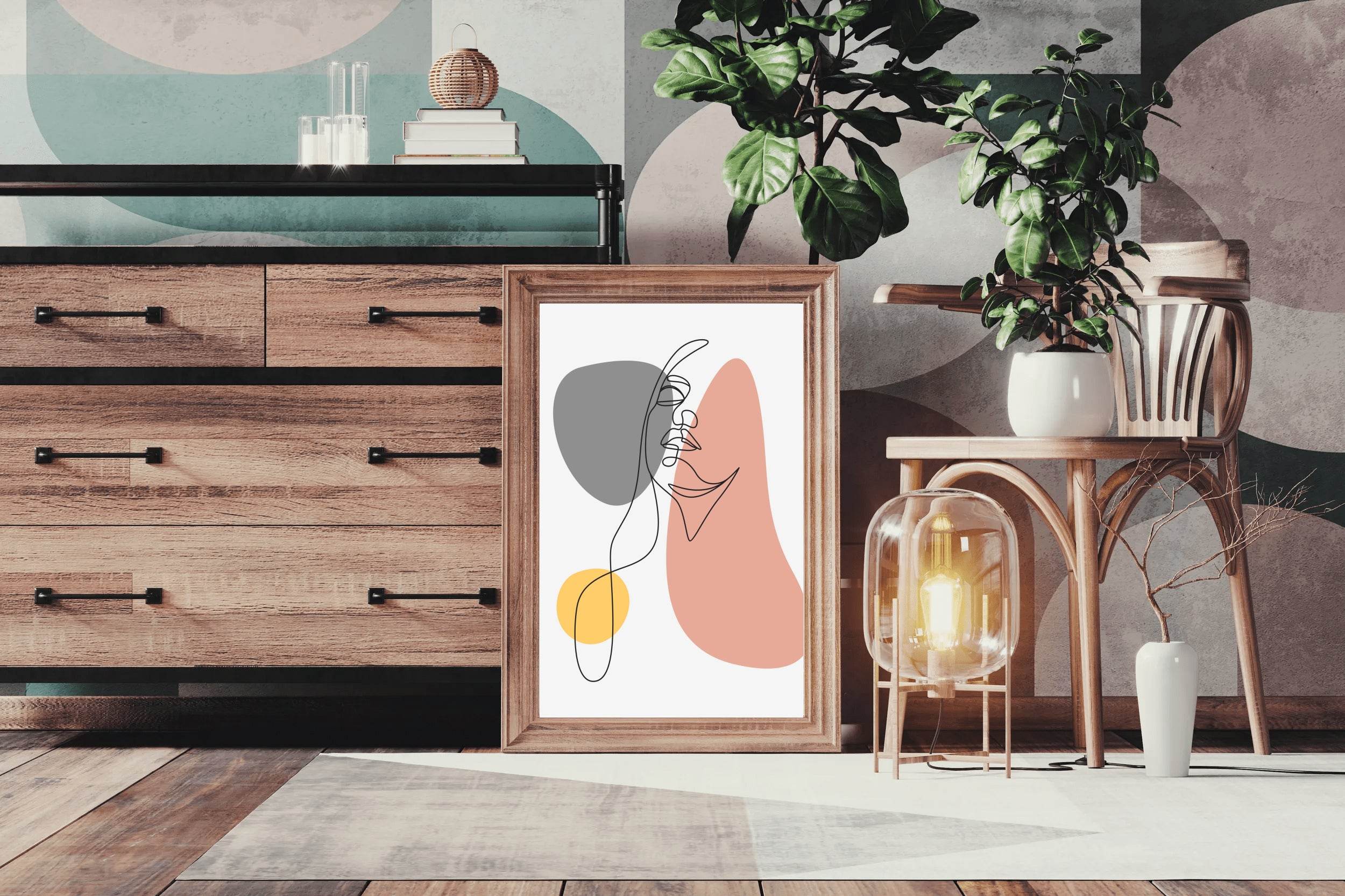 Beautiful Woman With Minimal Line Art Style - beink online art store