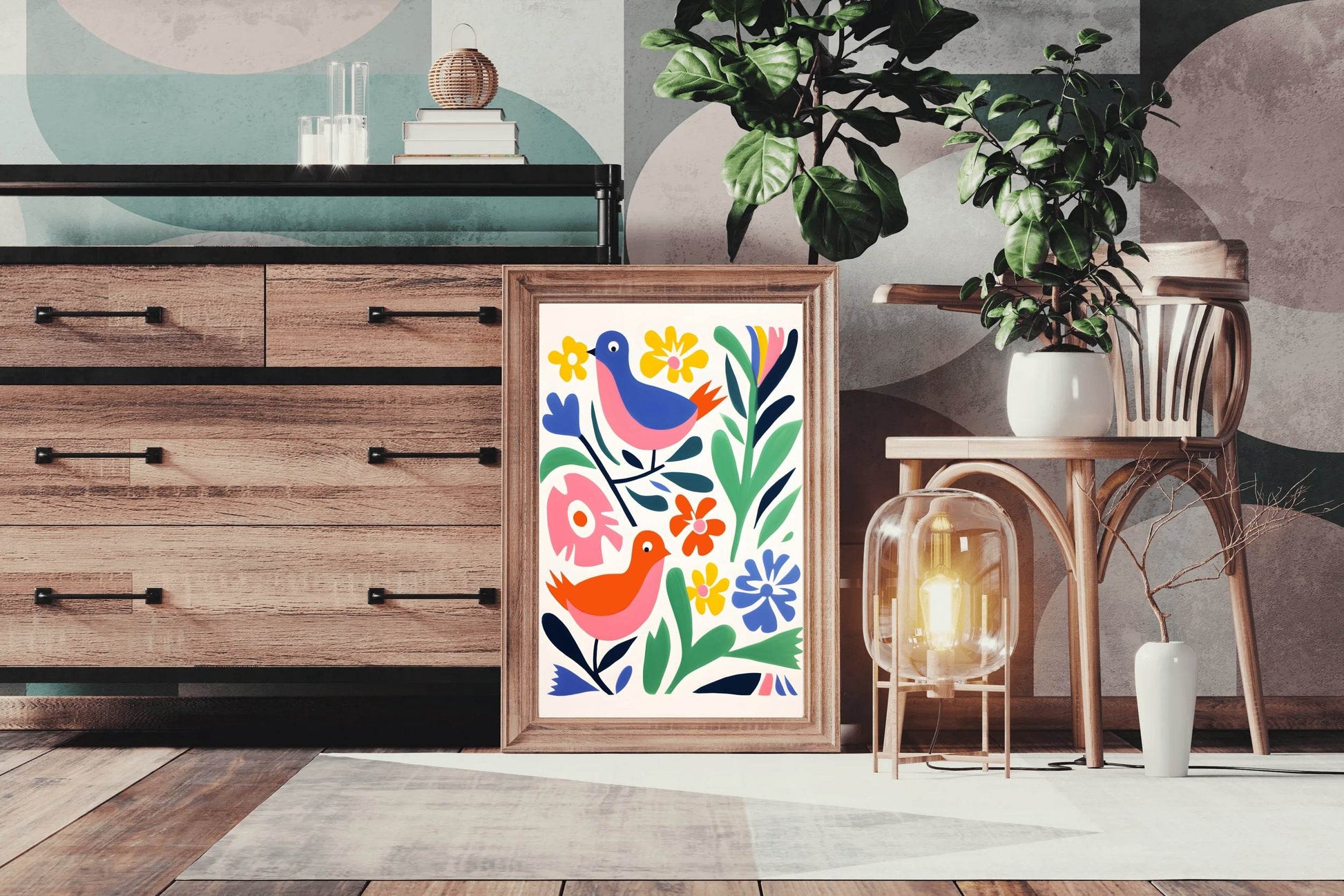 Painting Birds Among Flowers - beink online art store