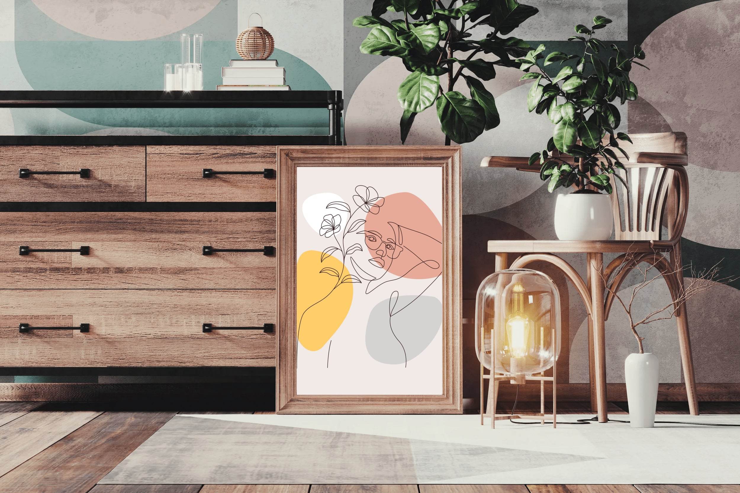 Beautiful Woman With Flowers on Her Head Wall Art - beink online art store