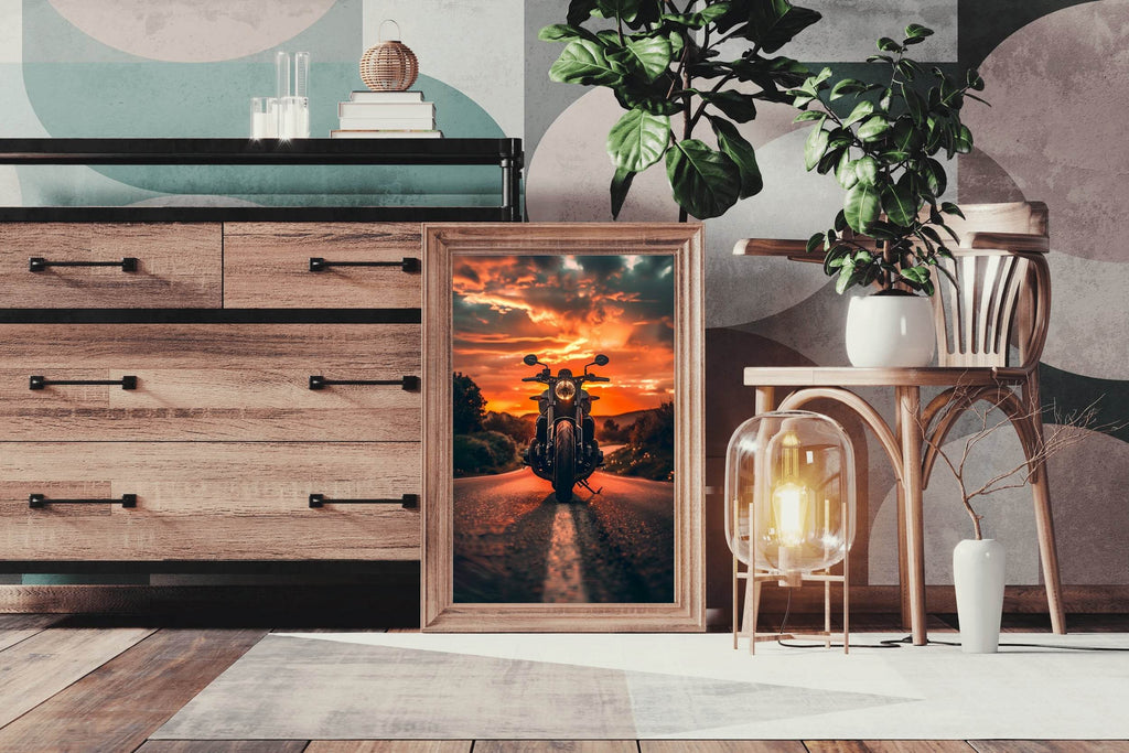 Motorcycle in Sunset Wall Art - beink online art store