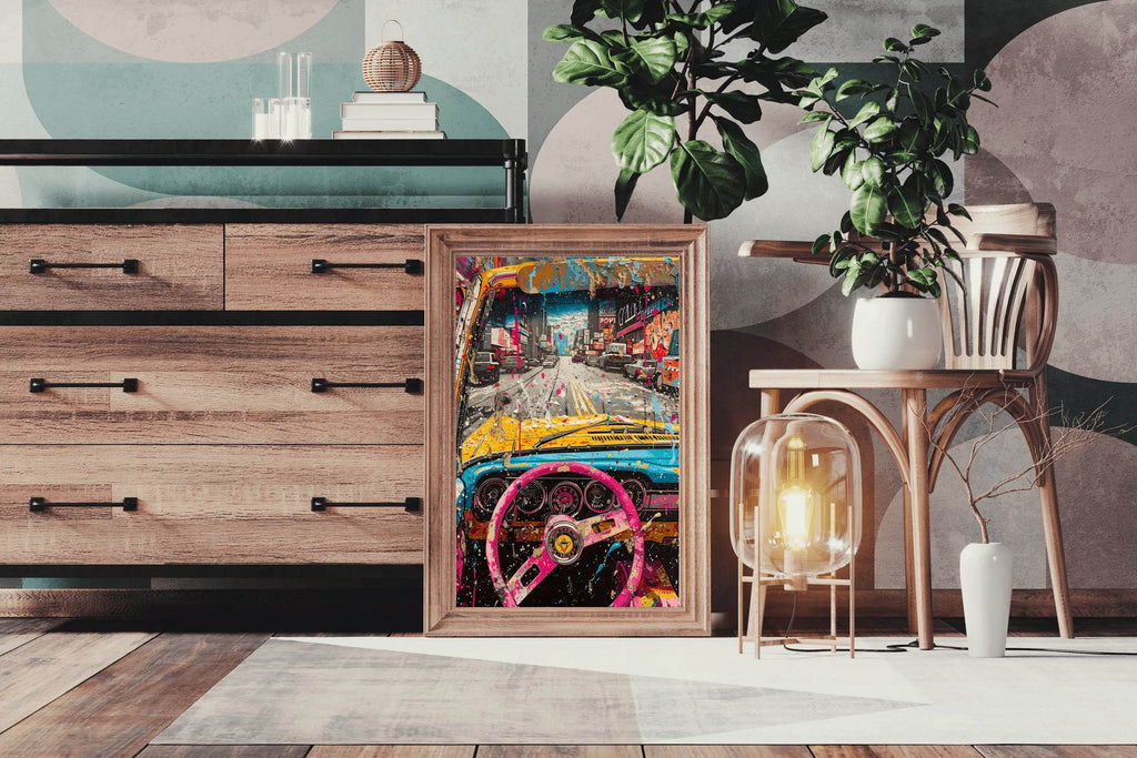 Rainbow Car To Road Wall Art - beink online art store