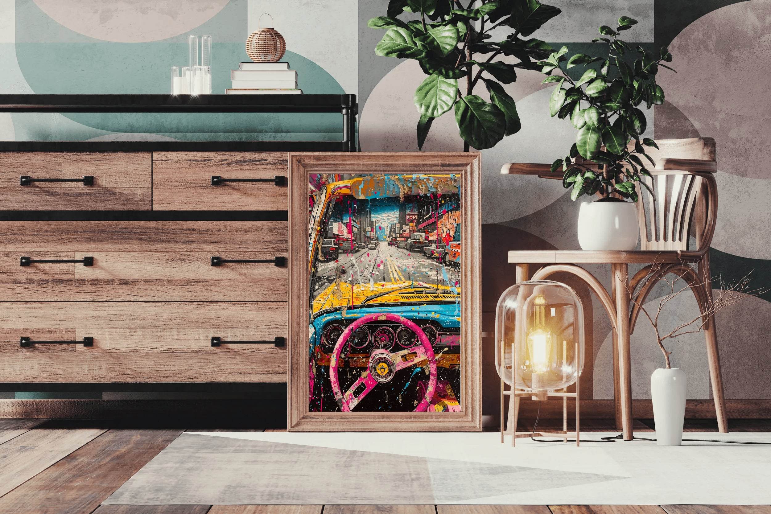 Rainbow Car To Road Wall Art - beink online art store