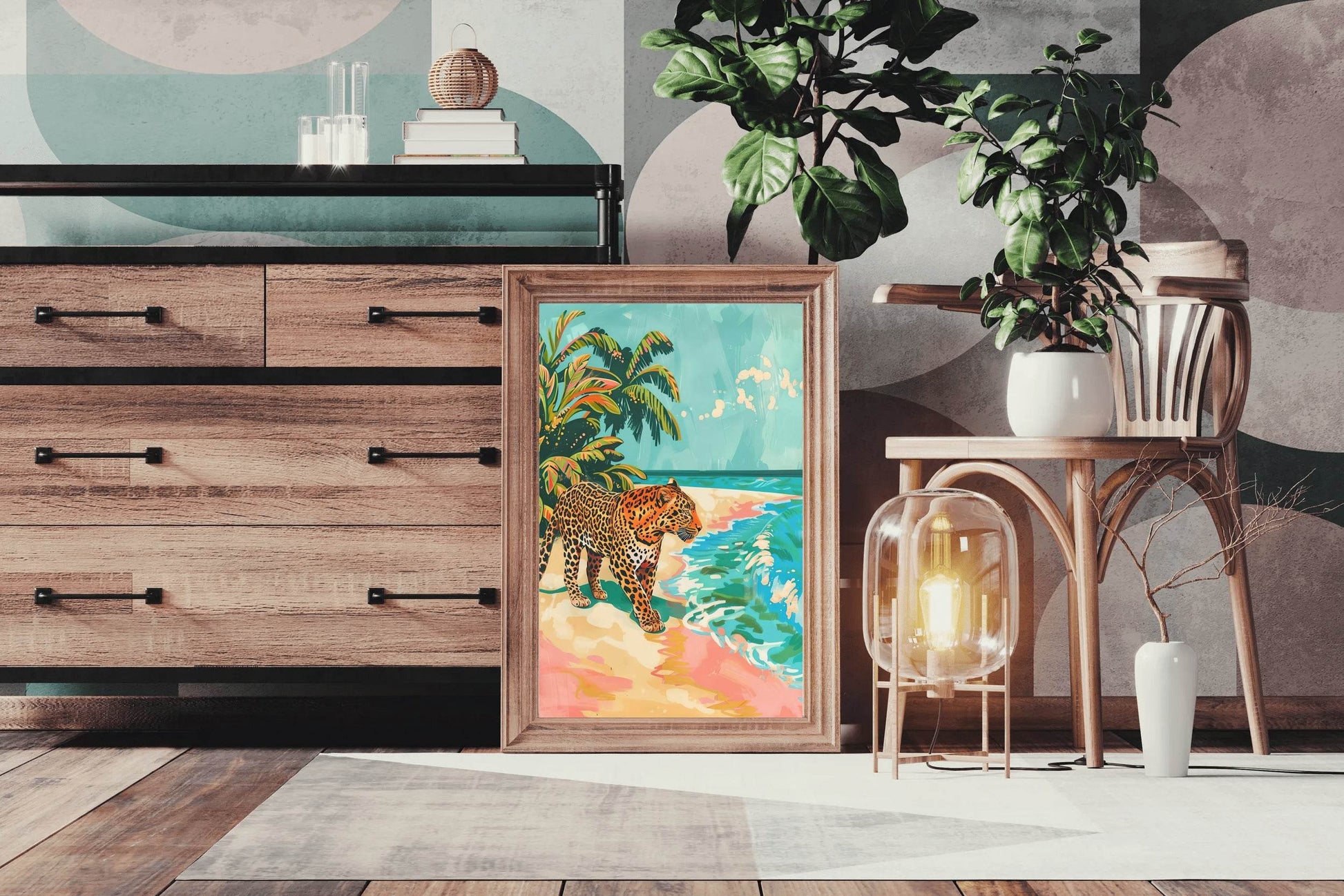 Leopard on the Beach Wall Art - beink online art store