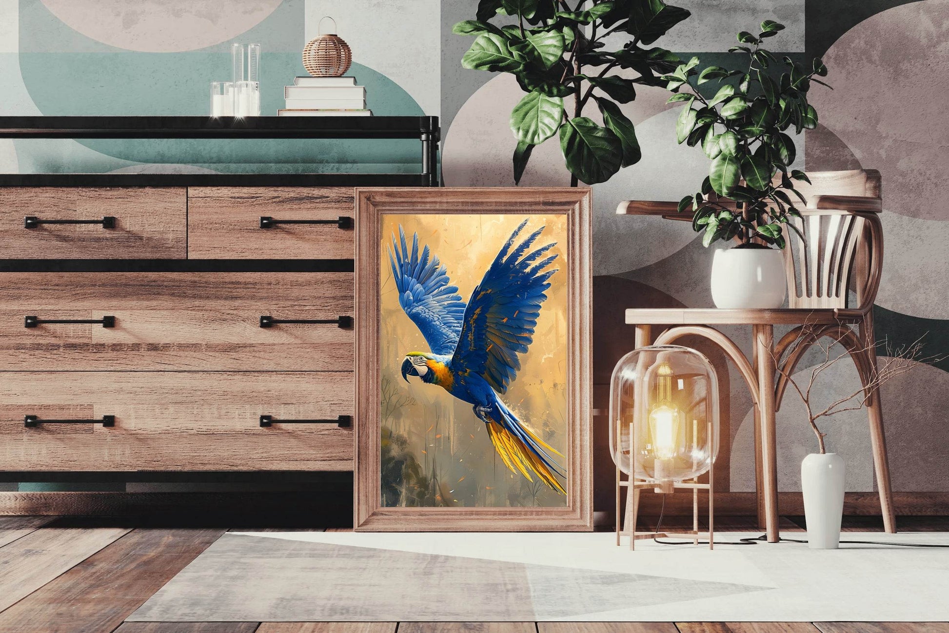 Painting of Blue Flying Macaw - beink online art store
