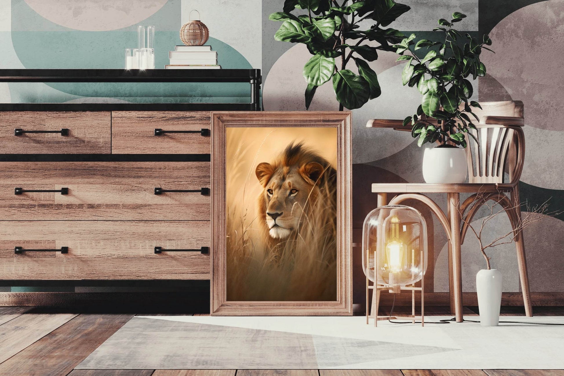Painting of Lion Animal Wall Art - beink online art store