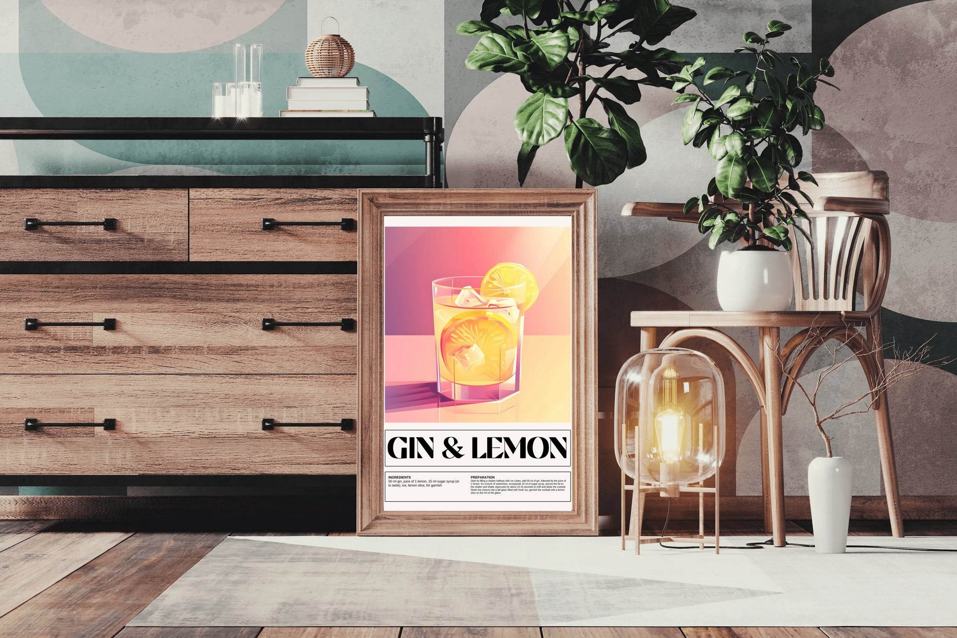 Lemon Gin Drink Wall Art - beink online art store