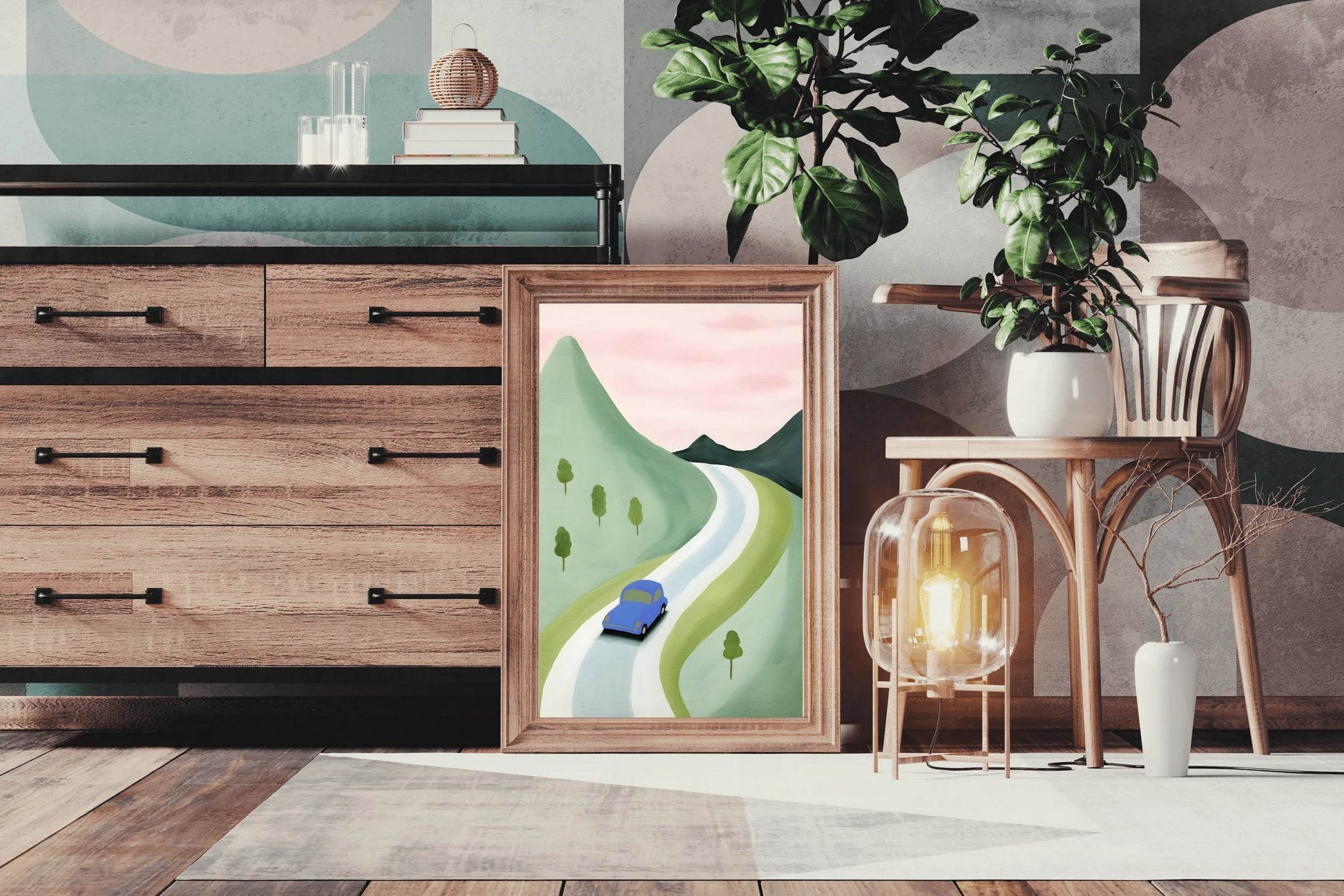 Mountain Road Trip Illustration Wall Art - beink online art store