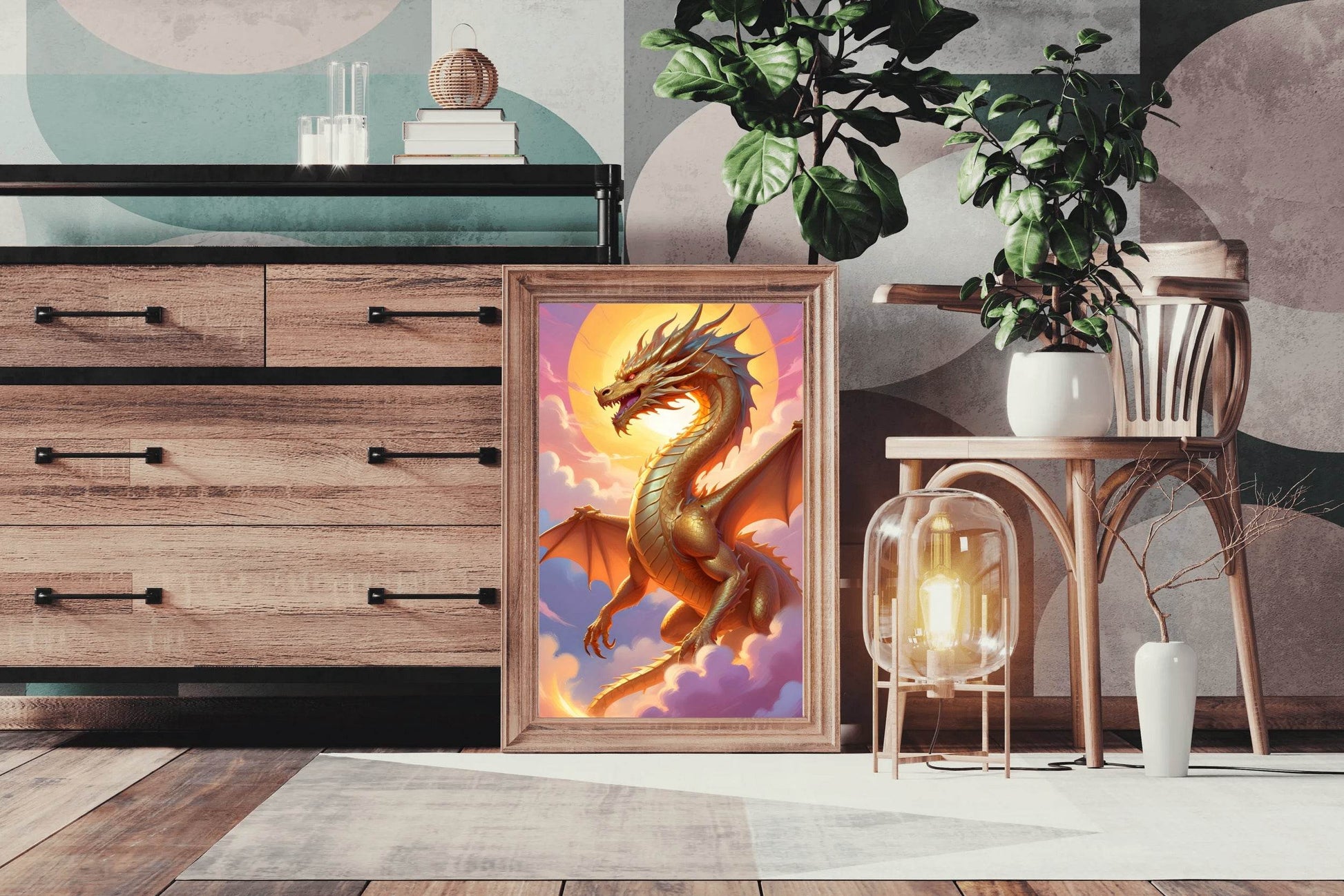 Golden Dragon Animal Wall Art - beink online art store