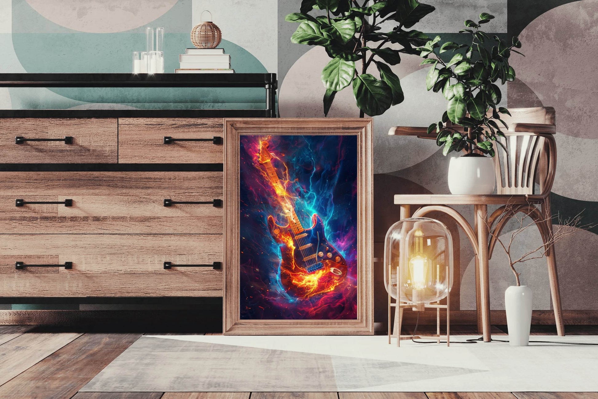 Water And Fire Electronic Guitar Wall Art - beink online art store