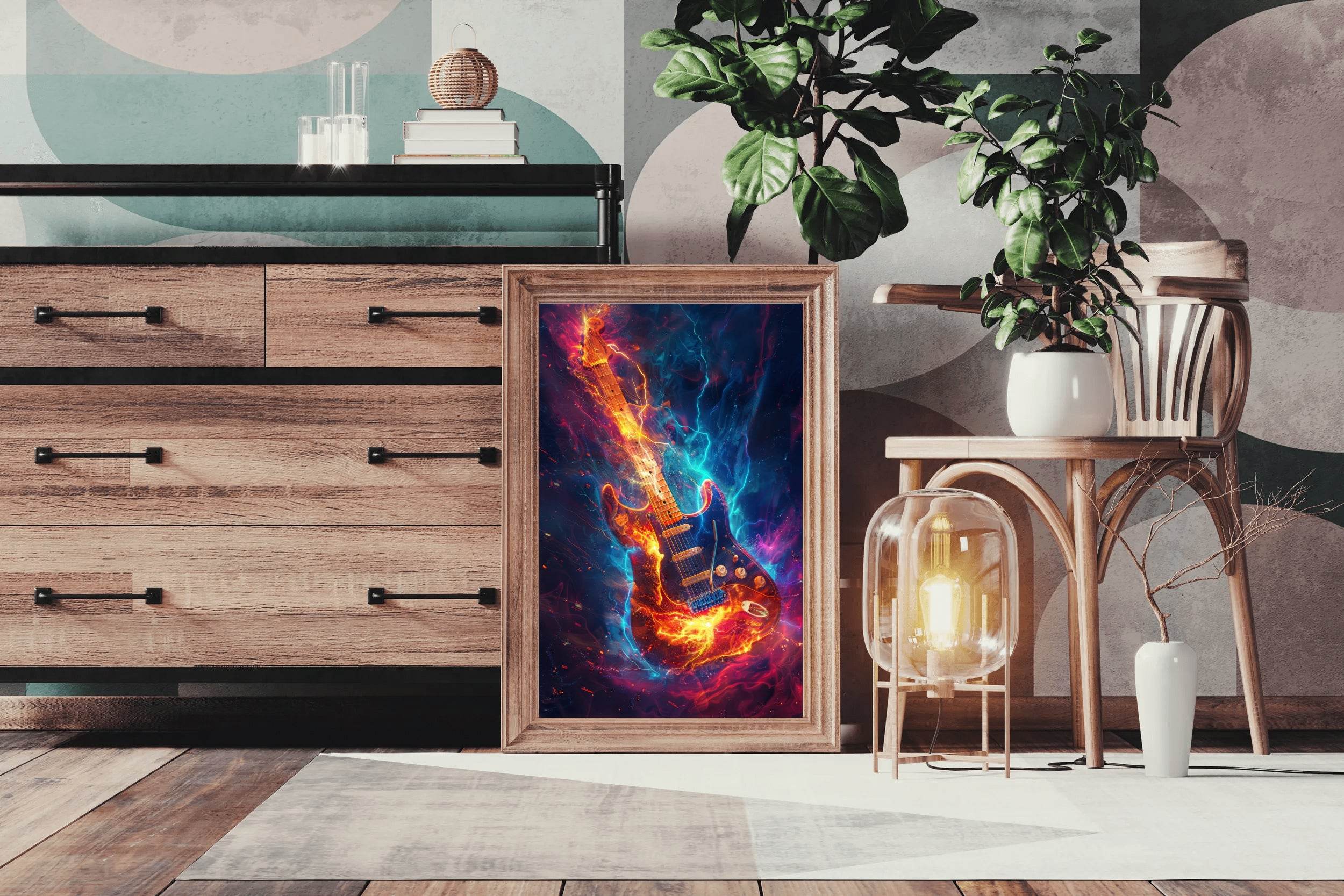 Water And Fire Electronic Guitar Wall Art - beink online art store