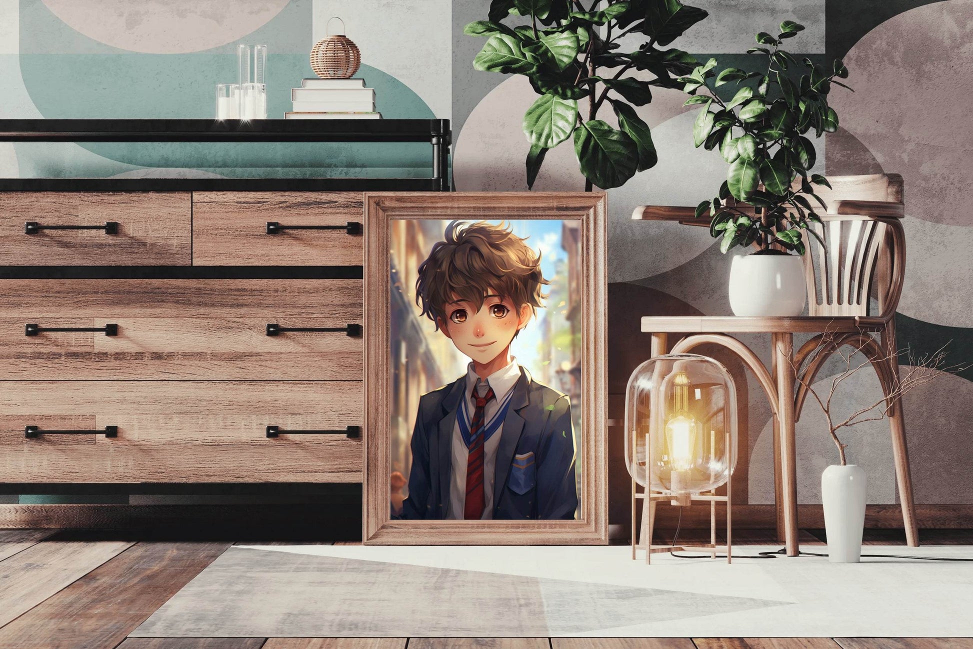 Anime style portrait of young Student school in Uniform Wall Art - beink online art store