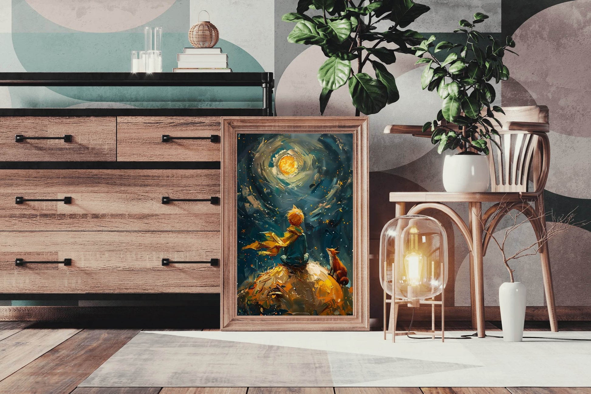 Oil Painting of a Boy and a Fox - beink online art store